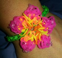 a close up of a person's wrist with flowers on it