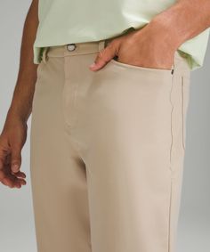 The 5-Pocket Jean, Reinvented. These Relaxed-Fit Pants Are Engineered To Give You Freedom Of Movement And All-Day Comfort. Designed For Casual. Roomy Fit Through Glutes And Thighs, Then Tapers To Hem:our Abc Technology Uses An Ergonomic Gusset To Remove Tension From The Crotch Of Our Pants. Hand Pockets, A Phone Pocket, And An Internal Sleeve To Stash Coins. Back Pocket With Hidden Zippered Compartment. Flip Up The Cuffs To Reveal Reflective Details. | ABC Relaxed-Fit 5 Pocket Pant 32"L Warpstre Army Pants, Michelle Yeoh, Lululemon Pants, The Abc, Lululemon Men, Fitted Trousers, Fit Pants, Pocket Pants, Pocket Jeans