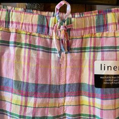 Beautiful Pink Plaid Women’s Bermuda Shorts In Washable Linen. I Have Several Pairs Myself And They Are Fabulously Comfortable. They Are Soft And Cool In The Heat/Humidity. Very Roomy- Look At The Measurements: Waist: 23 Inches With Adjustable Tie Length: 23 Inches Pockets On Both Sides. Machine Washes Like A Dream. Such A Smart Color Plaid For Summer! Casual Pink Pajama Shorts For Daywear, Pink Sleepwear With Pockets For Summer, Multicolor Cotton Bermuda Shorts, Pink Summer Sleepwear With Pockets, Pink Bermuda Bottoms With Built-in Shorts, Cotton Bermuda Shorts With 5-inch Inseam For Summer, Cheap Cotton Bermuda Shorts With Built-in Lining, Linen Bermuda Shorts, Bermuda Cotton Bottoms With Built-in Shorts