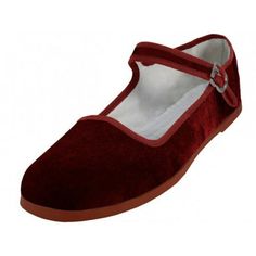 This Women's Velvet Mary Jane Shoes is Comfort, Quality and Light Weight. Velvet Cloth Upper, Rubber Sole, Adjustable Strap. Go with any fabric in any season, dressy or casual. Size: M.  Color: Red.  Gender: female.  Age Group: adult. Velvet Mary Janes, Dressy Flats Shoes, Comfortable Dress Shoes For Women, Maroon Shoes, Spring Shoes Women, Pointed Flats Shoes, Mary Jane Shoes Flat, Velvet Cloth, Mary Jane Ballet Flats