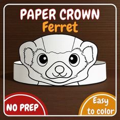 paper crown ferret for children to color