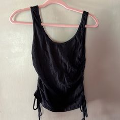 Black Cropped Top Size L Never Worn With Tags Black Moisture-wicking Racerback Crop Top, Black Stretch Crop Top With Built-in Bra, Black Cropped Top, Black Sleeveless Moisture-wicking Crop Top, Hot Pink Tank, Cream Hoodie, Black Sheer Blouse, Floral Peplum Top, Twist Front Top