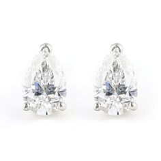 Prazana® Lab-Grown Diamonds 1.00ctw pear shape white lab-grown diamond, rhodium over 18k white gold stud earrings. Measure approximately 1/4"L x 3/16"W and have screw back backings. IGI certified E-F color, SI clarity minimum. White Pear-shaped Teardrop Earrings With Prong Setting, Classic White Gold Teardrop Earrings With Prong Setting, Classic White Pear-shaped Teardrop Earrings, Fine Jewelry Pear Shaped White Gold Diamond Earrings, White Diamond Accented Pear-shaped Teardrop Earrings, Classic White Gold Teardrop Diamond Earrings, White Diamond Pear Teardrop Earrings, Fine Jewelry White Gold Pear Diamond Earrings, Fine Jewelry White Pear Diamond Earrings