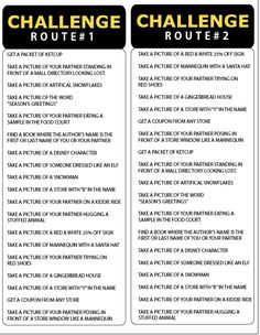 a table with two different rules for the challenge