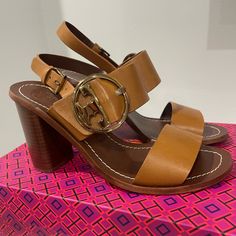 Tory Burch Monark Vachetta, Ankle Strap Sandals, Size 7, New, Brown. Please See All Pictures Luxury Tan Heels For Summer, Chic Tan Round Toe Sandals, Luxury Tan Sandals For Formal Occasions, Elegant Tan Heels For Summer, Luxury Tan Closed Toe Sandals, Luxury Tan Closed-toe Sandals, Designer Tan Sandals For Formal Occasions, Designer Tan Formal Sandals, Elegant Tan Open Toe Heels