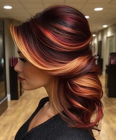 ☀️ Stylish Red Highlights red copper hair color ideas Copper Red And Blonde Hair, Feathered Fringe Hairstyle, Lowlights For Redheads, Red Blonde And Black Hair, Crimson Hair Color, 2 Color Hair Dye Ideas, Blonde And Burgundy Hair, Red Hair Color With Highlights, Copper And Blonde Highlights