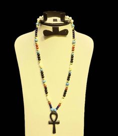 Your Fantastic Egyptian Necklace with the Egyptian Ankh ( key of life ), Your Necklace is made from Brass  with the Natural gemstones ( Lapis lazuli, Agate stone, Turquoise stone ), Specially made for you ;) A very unique piece you will never find it anywhere ;) Symbolic Multicolor Beaded Jewelry, Symbolic Ankh Necklace Adjustable, Symbolic Ankh Necklace, Blue Ankh Jewelry Gift, Symbolic Gemstone Bead Necklaces For Gifts, Amulet Style Necklace With 8mm Beads For Gift, Symbolic Multicolor Round Beads Jewelry, Handmade Symbolic Multicolor Jewelry, Handmade Ankh Spiritual Jewelry