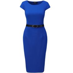 The sheath design comes with a round neck, cap sleeve, and a belted waist. Simple and fitted, this office dress is a must for your work wardrobe. This dress sits just at the knee and is perfect for formal events when paired with court heels. This dress is perfect for formal events when paired with court heels. Office Dress For Women, Office Clothes, Maxi Bodycon Dress, Work Belt, Dress Royal Blue, Office Dresses For Women, Court Heels, Dress Royal, Office Dress