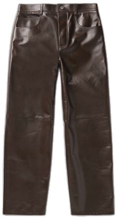 Sleek Brown Leather Bottoms, Brown Leather Pants For Night Out, Luxury Brown Straight Pants, Luxury Straight Leg Leather Pants For Work, Luxury Straight Pants For Fall, Sleek Brown Leather Pants For Night Out, Luxury Leather Pants For Fall, Brown Leather Pants With Straight Leg, Luxury Straight Leg Pants For Fall