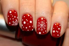 Nails In Nippon: 12 Days Of Christmas Nail Challenge: Day 1 Red Nails Nail Art Noel, Christmas Manicure, Snowflake Nails, Thanksgiving Nails, Xmas Nails, Christmas Nail Designs, Fancy Nails