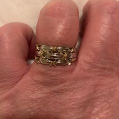 Vintage 18k Ring.Yellow And White Gold. Will Be Authenticated By Poshmark. I Had This Ring Size Last Year To A 8 1/2 By My Jeweler, But Haven’t Really Worn It. Its Beautiful. I Would Recommend A Good Cleaning By Your Jeweler. Yellow Rings With Polished Finish For Anniversary, Anniversary Yellow Rings With Polished Finish, Yellow 14k Stamped Fine Jewelry, Yellow 14k Stamped Jewelry For Anniversary, Yellow 14k Stamped Rings As Gift, Hallmarked 14k Gold Yellow Rings, Yellow 14k Gold Hallmarked Rings, Formal 14k Stamped Yellow Jewelry, Anniversary Yellow Gold Rings With Spring Ring Clasp