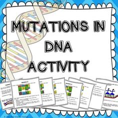 a poster with text that says, mutations in dna activity and four pictures