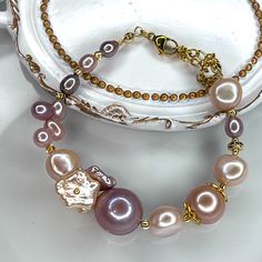 Handmade Freshwater Huge Pastel Edison Pearl Metallic Star Baroque Bracelet Gold Plated Adjustable 12-13mm Gb818eh Elegant Lavender Beaded Bracelets, Elegant Purple Pearl Bracelet With Round Beads, Handmade Elegant Purple Pearl Bracelet, Elegant Handmade Purple Pearl Bracelet, Baroque Bracelet, Edison Pearls, Bracelet Gold, Purple Gold, Womens Jewelry Bracelets