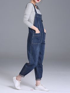 S-6XL Casual Women Denim Pockets Playsuits Dungarees Outfit, Boyfriend Jeans For Women, Denim Jumpsuit Overalls, Women Overalls, Rompers For Women, Pocket Jumpsuit, Black Jeans Women, Wide Leg Romper, Jean Vintage