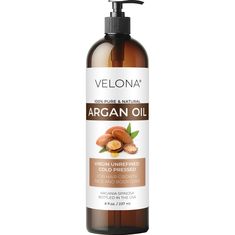 a bottle of argan oil on a white background