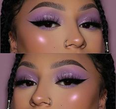 Lavender Eye Makeup, Lavender Makeup Looks, Lilac Palette, Lavender Makeup, Quinceanera Makeup, Maquillage Yeux Cut Crease, Dipbrow Pomade