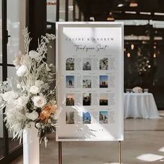 Discover the perfect solution to your seating arrangements with our Photo Seating Chart Display. Add a personal touch to your wedding day while making it a breeze for your guests to find their seat! Wedding Table Directory, Purple Wedding Seating Chart, Seating Chart In Spanish, Photo Table Plan Wedding, Wedding Table Names Countries, Destination Table Names Wedding, Seating Chart Wedding With Pictures, Micro Wedding Seating Chart, Sharing Photos At Wedding