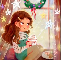 Cozy Christmas Illustration, Girl Illustration Art, Book Illustration Design, Food Wallpaper, Fairy Princesses, Illustrators On Instagram, Girls Illustration, Christmas Illustration, Cozy Christmas