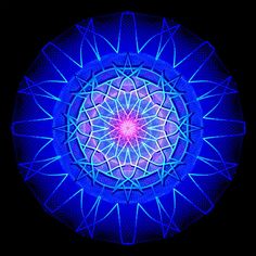 an abstract blue and pink design on a black background with the center surrounded by lines