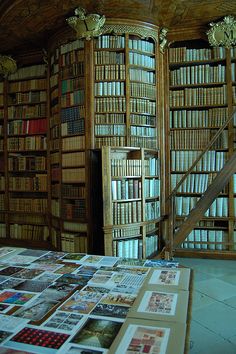 an old library with many books on it