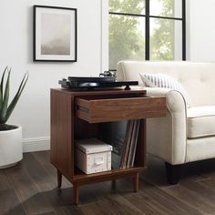 a living room scene with focus on the end table