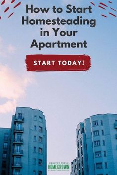 an apartment building with the words how to start homesteading in your apartment starting today