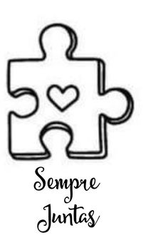 a puzzle piece with the words sempre junta's in black and white