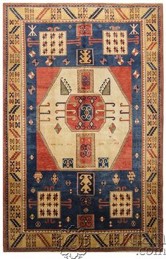 Caucasian Rug - Kazak Carpet - enjoyistanbul.com Kazak Carpet, Turkish Gifts, Primary Colours, Turkish Lamps, Turkish Ceramics, Grand Bazaar, Caucasian Rug, Fine Rugs, Rectangular Rugs