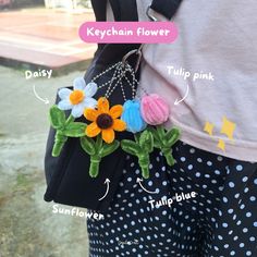 an image of a purse with flowers attached to it