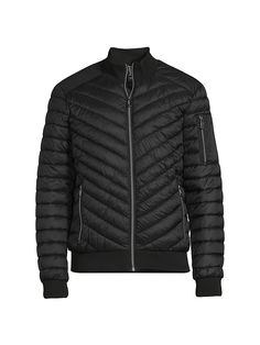 Keep Yourself Warm With This Stylish Quilted Puffer Jacket. Stand Collar Long Sleeves Ribbed Cuffs And Hem Zip Front Sleeve Zip Pocket Waist Zip Pockets Lined Nylon Fill: Polyester Machine Wash Imported Size & Fit About 27.5" From Shoulder To Hem. Men's - M Outerwear > Saks Off 5th. Noize. Color: Black. Size: S. Nylon Quilted Jacket For Cold Fall Weather, Fall Nylon Quilted Jacket For Cold Weather, Fall Quilted Nylon Jacket For Cold Weather, Sporty Long Sleeve Quilted Jacket For Fall, Long Sleeve Nylon Quilted Jacket With Zipper, Fitted Nylon Casual Outerwear, Cold Weather Stretch Nylon Outerwear, Stretch Nylon Outerwear For Cold Weather, Winter Outerwear With Ribbed Cuffs And Stretch