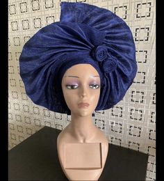 This beautiful African ready to wear headgear is very easy to tie and comfortable,it's gives you that complete African look within a minute. Can be worn for African wedding party, engagement ceremony, owanbe, Yoruba party, Asoebi, bachelorette party etc It has an adjustment strap at the back which makes it one size fits all. Happy shopping 🛍. Elegant Church Headwrap In Headband Style, Elegant Church Headwrap Headband, Elegant Party Bonnet One Size, Adjustable Blue Headband For Kentucky Derby, Wedding Turban Headband, Royal Blue Adjustable Fascinator For Wedding, One Size Wedding Headwrap Headband, Adjustable Headband For Church, One Size Wedding Headband Wrap