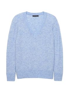 Banana Republic Womens Aire V-Neck Sweater Light Blue Heather Merino Wool Yarn, Fall Capsule Wardrobe, Women's Sweaters, Petite Size, V Neck Sweater, Wool Yarn, Cashmere Sweaters, Vneck Sweater, Capsule Wardrobe