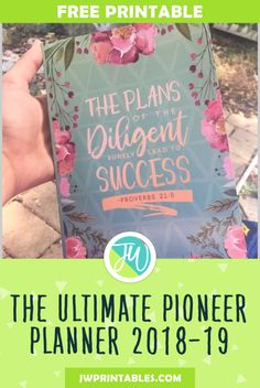 a person holding up a book with the title, the ultimate planner planner 2018 - 19