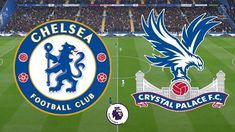 chelsea and crystal palace logos on a soccer field