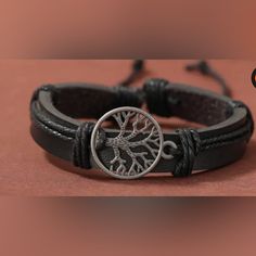 Braided Wrap Pu Leather Bracelets For Men - Vintage, Life Tree. Color: Black Casual Black Bracelet For Everyday Use, Casual Black Bracelets For Everyday Use, Casual Black Jewelry For Everyday Use, Casual Black Everyday Jewelry, Vintage Black Leather Bracelet For Gift, Vintage Black Leather Bracelet As Gift, Vintage Black Leather Bracelet, Black Casual Leather Bracelet, Vintage Black Bracelet With Leather Strap