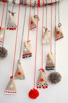 an ornament is hanging on the wall with red, white and blue decorations