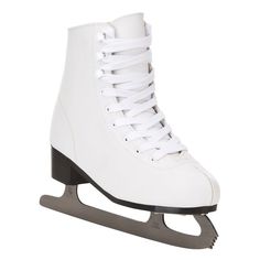 a pair of white ice skates on a white background