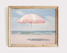 a painting of an umbrella on the beach