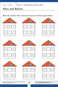 a printable worksheet for numbers to be written in the form of houses