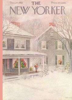 the new yorker magazine cover shows a house with wreaths on its front porch