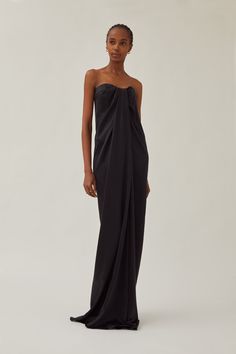 Leticia Dress in Satin Moody Cocktail, Satin Dress Black, Strapless Satin Dress, 27 Dresses, Modern Feminine, Black Satin Dress, Cocktail Attire, Column Dress, Silk Crepe