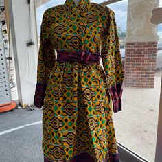 African Clothing For Women Ankara Kente Open Wrapping Dress With Pockets And Side Pockets Made With Poly Cotton Fabric Fitted Multicolor Long Sleeve Shirt Dress, Fitted Multicolor Midi Shirt Dress, Fitted Multicolor Midi Length Shirt Dress, Fitted Bohemian Shirt Dress With Long Sleeves, Fitted Bohemian Long Sleeve Shirt Dress, Fitted Long Sleeve Bohemian Shirt Dress, Multicolor Dresses With Vibrant Print For Daywear, Multicolor Dress With Vibrant Print For Daywear, Fitted Multicolor Dresses For Daywear