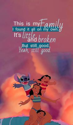 Stitch Quotes Family, Tattooed Lady, Stitch Quotes, Shoulder Surgery, Disney Gif, Graduation Quotes, Lock Screens