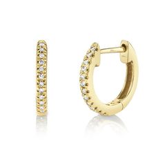 Shy Creation's signature diamond huggie hoop earrings are a jewelry staple that you'll reach for every day. Handset in 14K gold with brilliant-cut pavé diamonds, these petite mini hoops 'hug' the earlobe for hint of sparkle. EDITOR'S NOTES: 14K Yellow Gold Click Latch Closure 0.07 Carat Weight Available in: Yellow, Rose, and White Gold. Reference: SC22004026 Ear Jewellery, Diamond Earrings For Women, Diamond Huggie Earrings, Diamond Huggies, Jewelry Staples, Tiny Diamond, Jewel Box, Huggie Earrings, Diamond Hoop Earrings