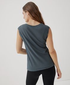 Women's Ore Featherweight Slub Muscle Tee 3XL. Super soft organic women's Featherweight Slub Muscle Tee from Wear PACT. Fair Trade Factory. GOTS Certified Organic Cotton Sporty Stretch Soft-washed Tops, Stretch Soft-washed Tops, Soft-washed Crew Neck Muscle Tee, Athleisure Crew Neck Muscle Tee, Relaxed Fit Muscle Tee For Layering, Comfortable Relaxed Fit Workout Tops, Everyday Soft-washed Comfortable Tops, Sporty Comfortable Tops For Everyday Wear, Sporty Muscle Tee For Loungewear