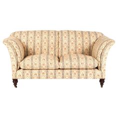 An exceptional Howard and Sons ‘Grantley’ sofa. This original Grantley H&S model sofa features down-filled outswept armrests that sit at the same height as the back, giving the sofa a wide appearance without being overly imposing. The luxurious seat with down-filled cushions is complemented by the generous down-filled back and arms. All raised on hand-turned walnut legs, topped with gold-plated brass casters stamped Howard and Sons, London. The sofa was purchased in the early 1980’s and was fully restored at the time with the classic Howard and Sons floral blue stripe upholstery. The upholstery is in such a remarkable state of preservation as it was covered immediately on return with custom made sofa coverings. The sofa coverings that were made for the sofa have been saved and are included Howard And Sons Sofa, French Provincial Sofa, Wingback Sofa, Victorian Country House, Victorian Sofa, Striped Sofa, Chaise Lounge Sofa, Striped Upholstery, Sofa Material