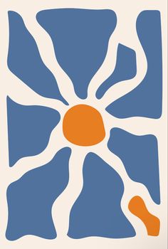 an orange and blue flower is in the middle of a square pattern on a white background