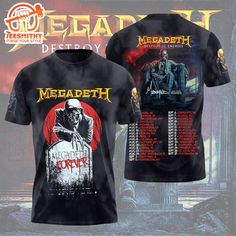 ## Megadeth Rock Band 2024 Announces Destroy All Enemies US Tour T-shirt Hoodie Get ready to rock out with this awesome Megadeth T-shirt hoodie! It’s perfect for any fan of the iconic metal band. The design features the Megadeth logo and the dates of their upcoming Destroy All Enemies US Tour. Imagine yourself at a Megadeth concert, wearing this hoodie and rocking out to your favorite songs. You’ll feel like a true member of the Megadeth army. So don’t wait, order your Megadeth Band Merch Hooded Cotton T-shirt, Cotton Hooded T-shirt With Band Merch, Hooded Band Merchandise Tops, Band Merch Hoodie For Concert With Graphic Print, Band Merch Hoodie With Graphic Print For Concerts, Band Merch Crew Neck Hoodie For Concerts, Megadeth Logo, Megadeth T Shirt, T Shirt 3d