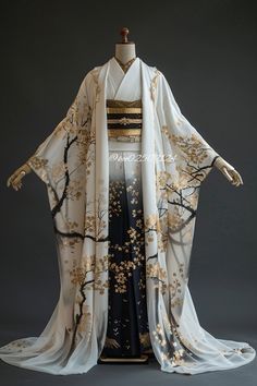 Long Kimono Outfit Dressy, Japanese Dress Traditional, Chinese Traditional Clothing Men, Long Kimono Outfit, Samurai Dress, Kimono Outfit Japanese, Fancy Kimono, Samurai Clothing, Traditional Asian Clothing