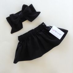 Baby Skirt, Toddler Skirt, Baby Girl Outfit, Skirt, Bow Headwrap, Baby Headwrap, Hair Bow, Headwrap, Big Bow, Black skirt, Black Headwrap Cute Cotton Skirted Skort, Cute Cotton Skort With Lined Skirt, Fitted Cotton Bloomers With Elastic Waistband, Cotton Skort With Elastic Waistband, Cute Cotton Sets With Bow, Cute Cotton Sets With Bow Detail, Black Cotton Skirt With Elastic Waistband, Cute Stretch Cotton Skirt, Black Headwrap